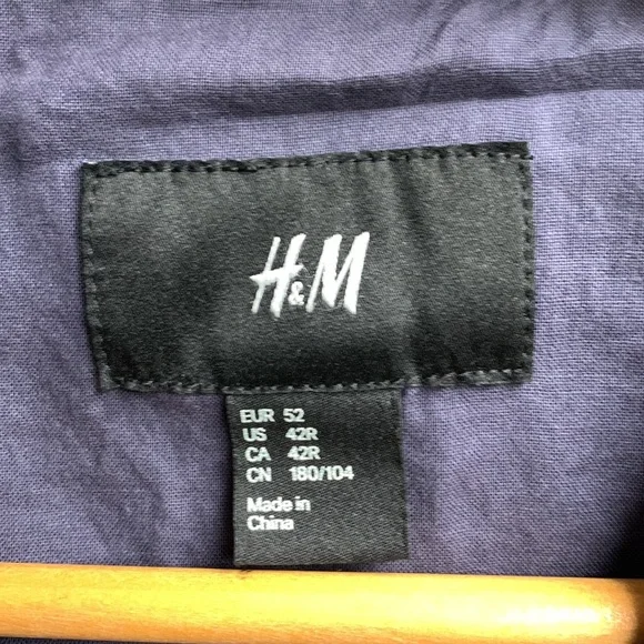 H&M men’s raincoat navy blue US 42R - Picture 3 of 5